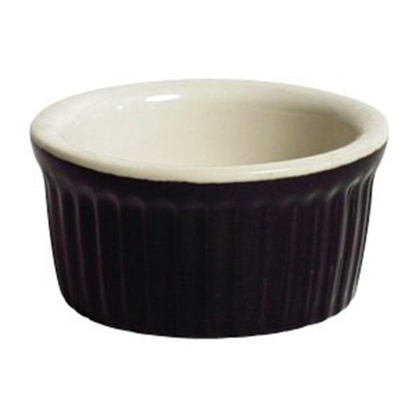 Tuxton China 3.25 in. Ramekin Fluted - Black-Eggshell - 4 Dozen B4X-0352